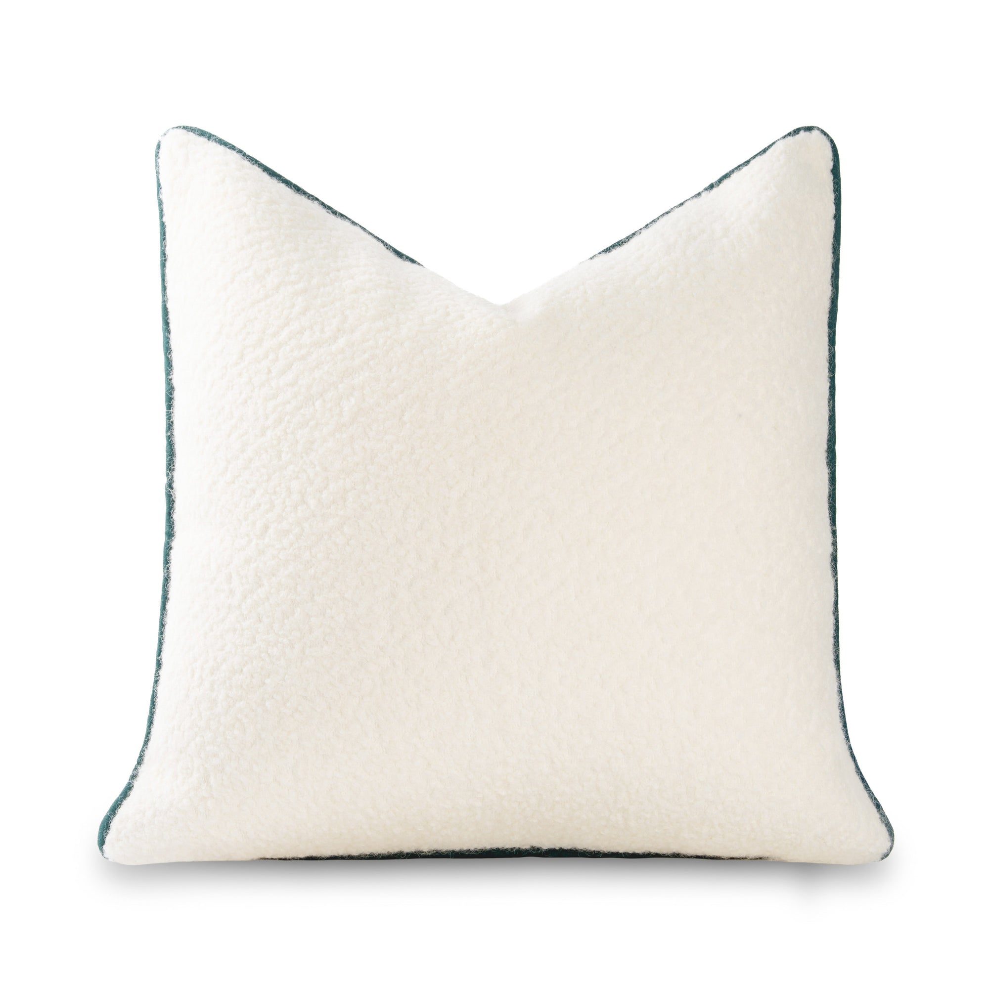 Asper, Merino Wool Blend Boucle Modern Pillow Cover, Beige Hunter Green, 20”x20”