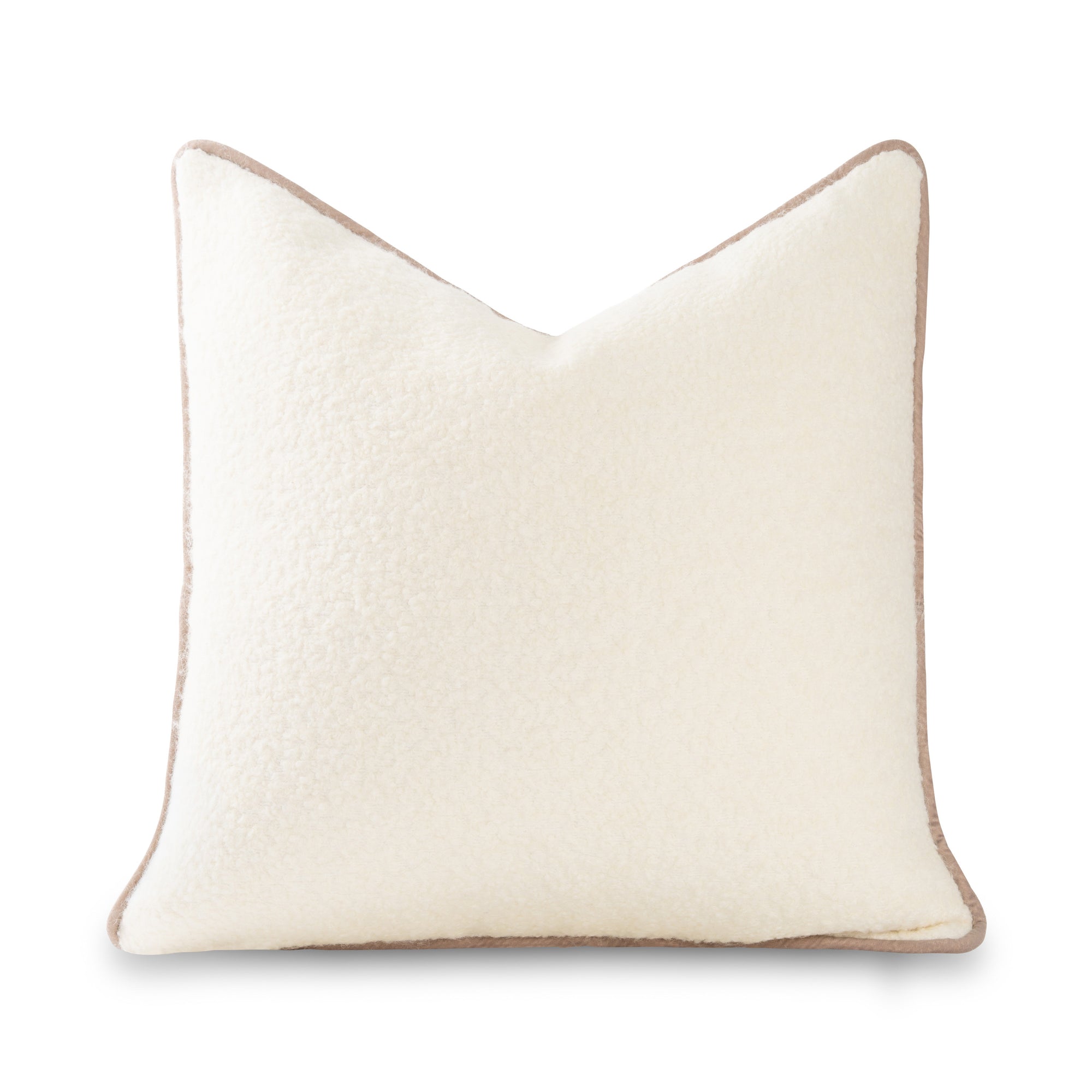 Asper, Merino Wool Blend Boucle Luxury Pillow Cover, Beige Classic Camel, 20”x20”