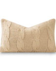 Aranis, Merino Wool Cable Knit Luxury Pillow Cover, Classic Camel, 12"x20"