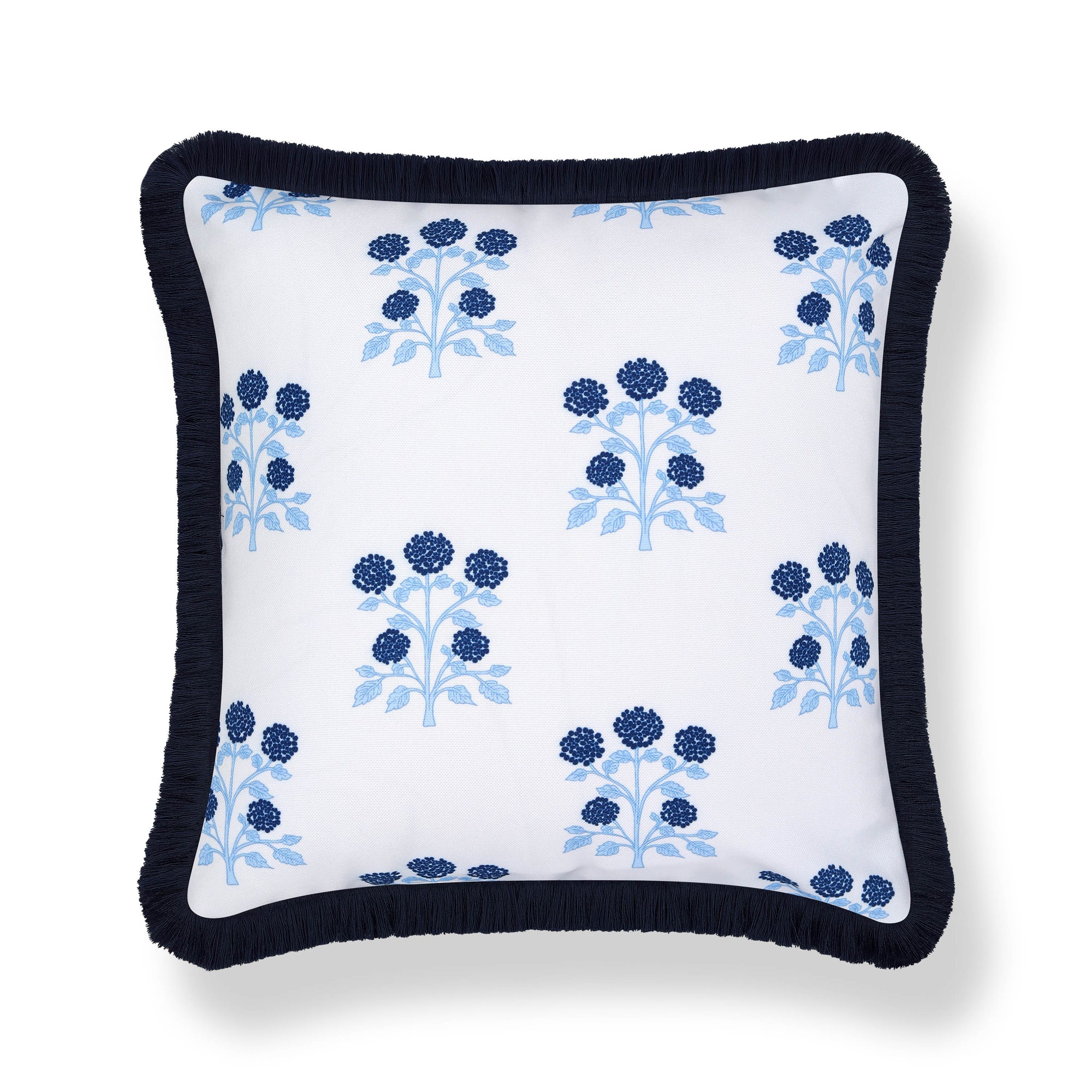 Barbelle, Indoor/Outdoor Navy Blue Throw Pillow Cover, with Fringe, 20"x20"
