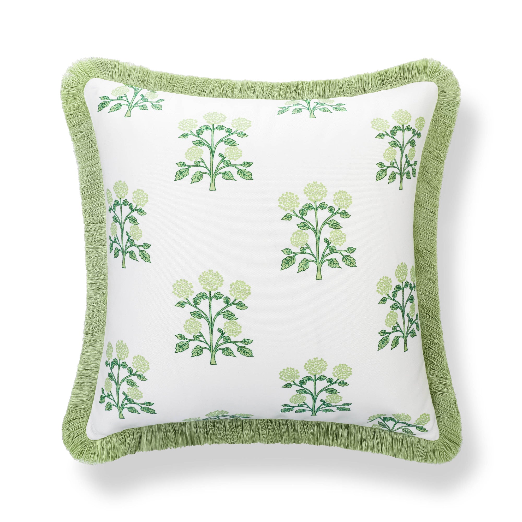 Barbelle, Indoor/Outdoor Grass Green Pillow Cover, with Fringe, 20"x20"
