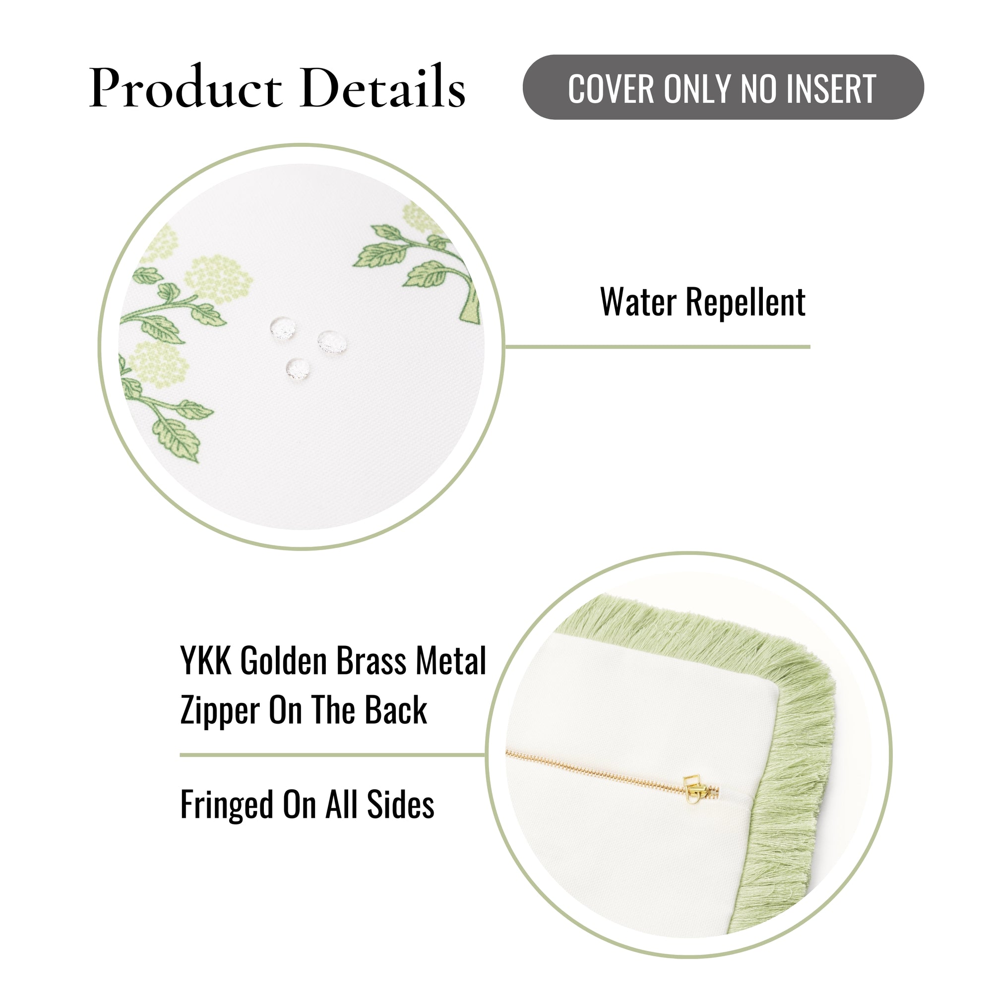 Barbelle, Indoor/Outdoor Grass Green Pillow Cover, with Fringe, 20"x20"