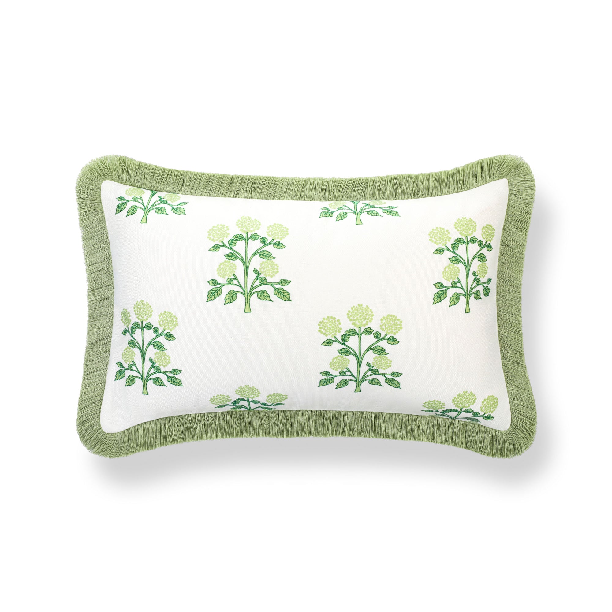 Barbelle, Indoor/Outdoor Grass Green Lumbar Pillow Cover, with Fringe, 12"x20"