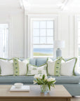 Barbelle, Indoor/Outdoor Grass Green Lumbar Pillow Cover, with Fringe, 12"x20"
