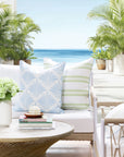 Sanpalo Palm Leaves, Indoor/Outdoor Fabric By The Yard 57", Baby Blue