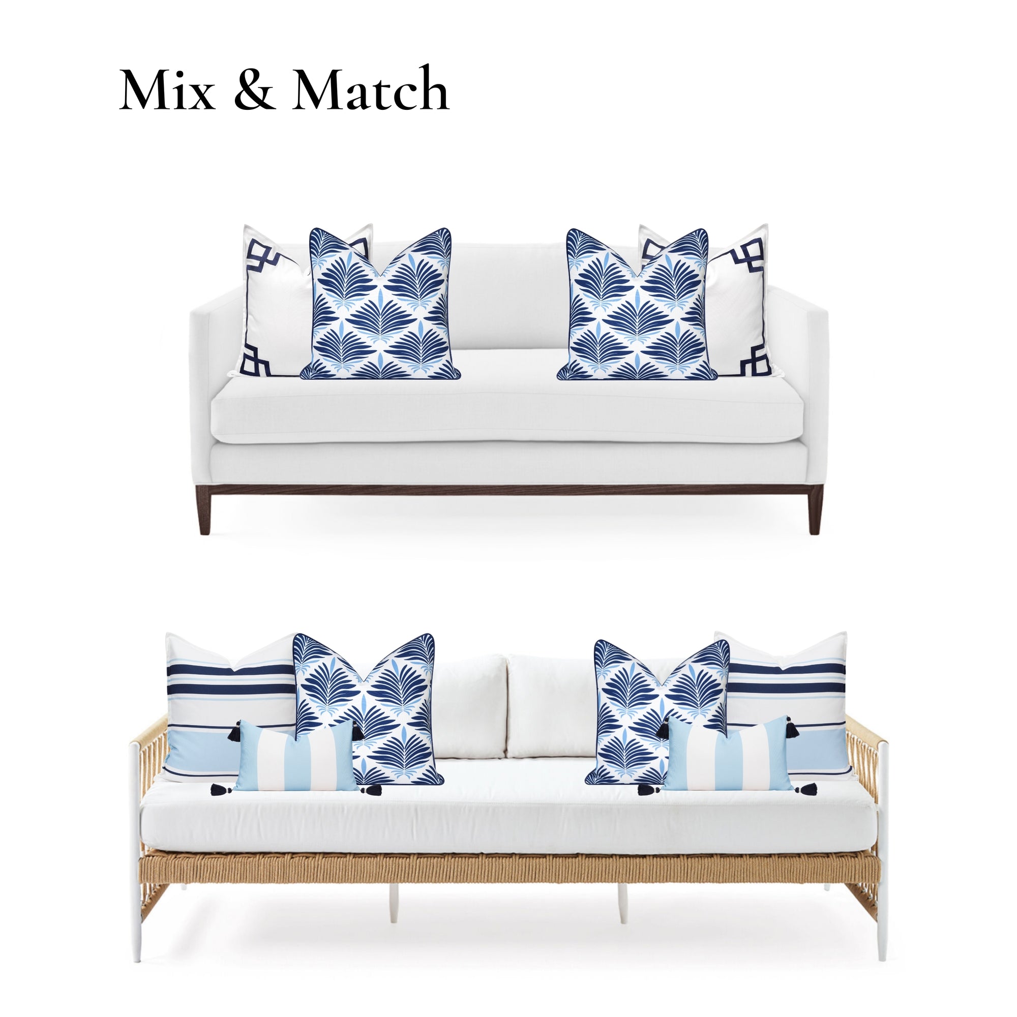 Sanpalo, Indoor/Outdoor Navy Blue Accent Pillow Cover, with Piping, 20"x20"