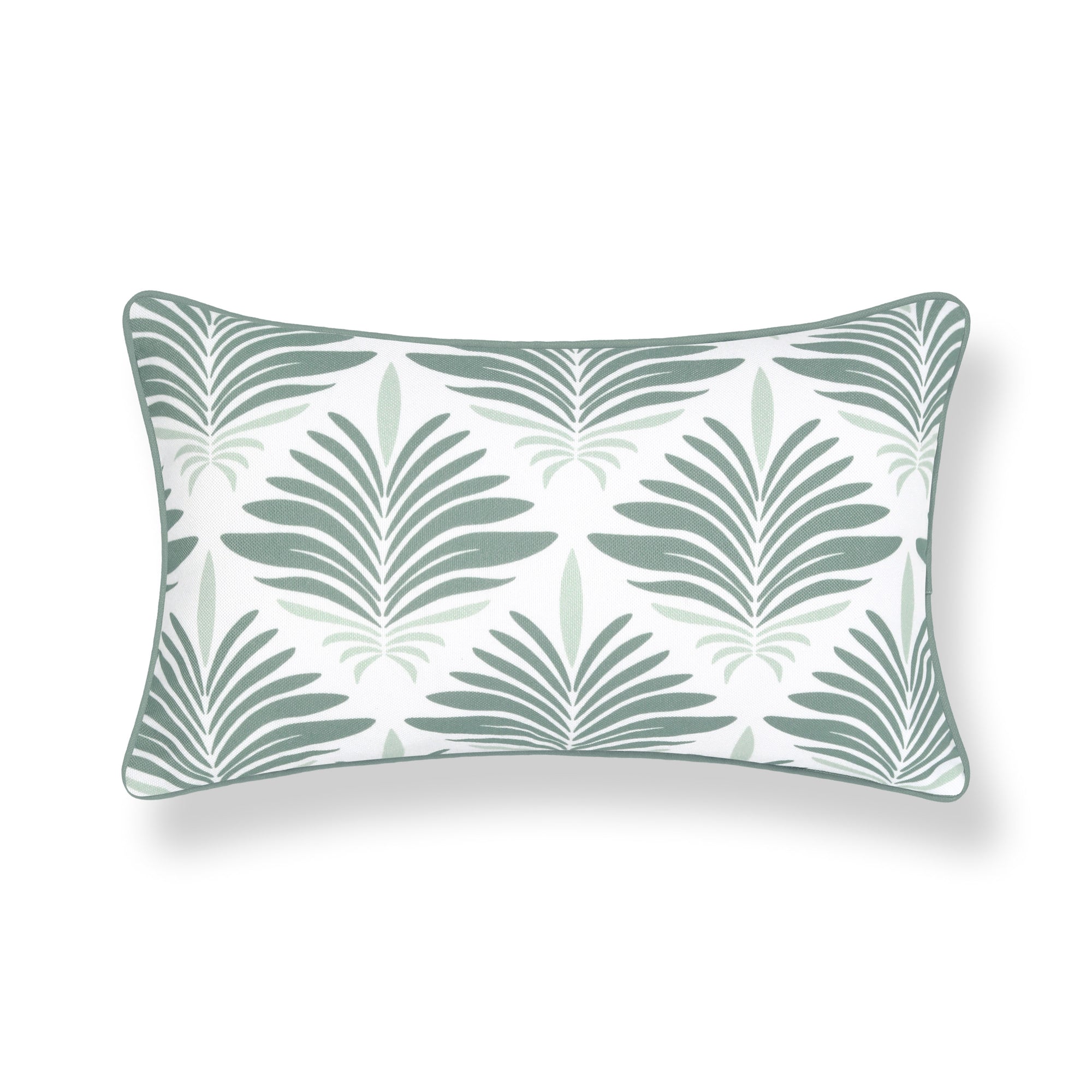 Sanpalo, Indoor/Outdoor Celadon Green Lumbar Pillow Cover, with Piping, 12"x20"