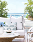 Sanpalo, Indoor/Outdoor Celadon Green Lumbar Pillow Cover, with Piping, 12"x20"