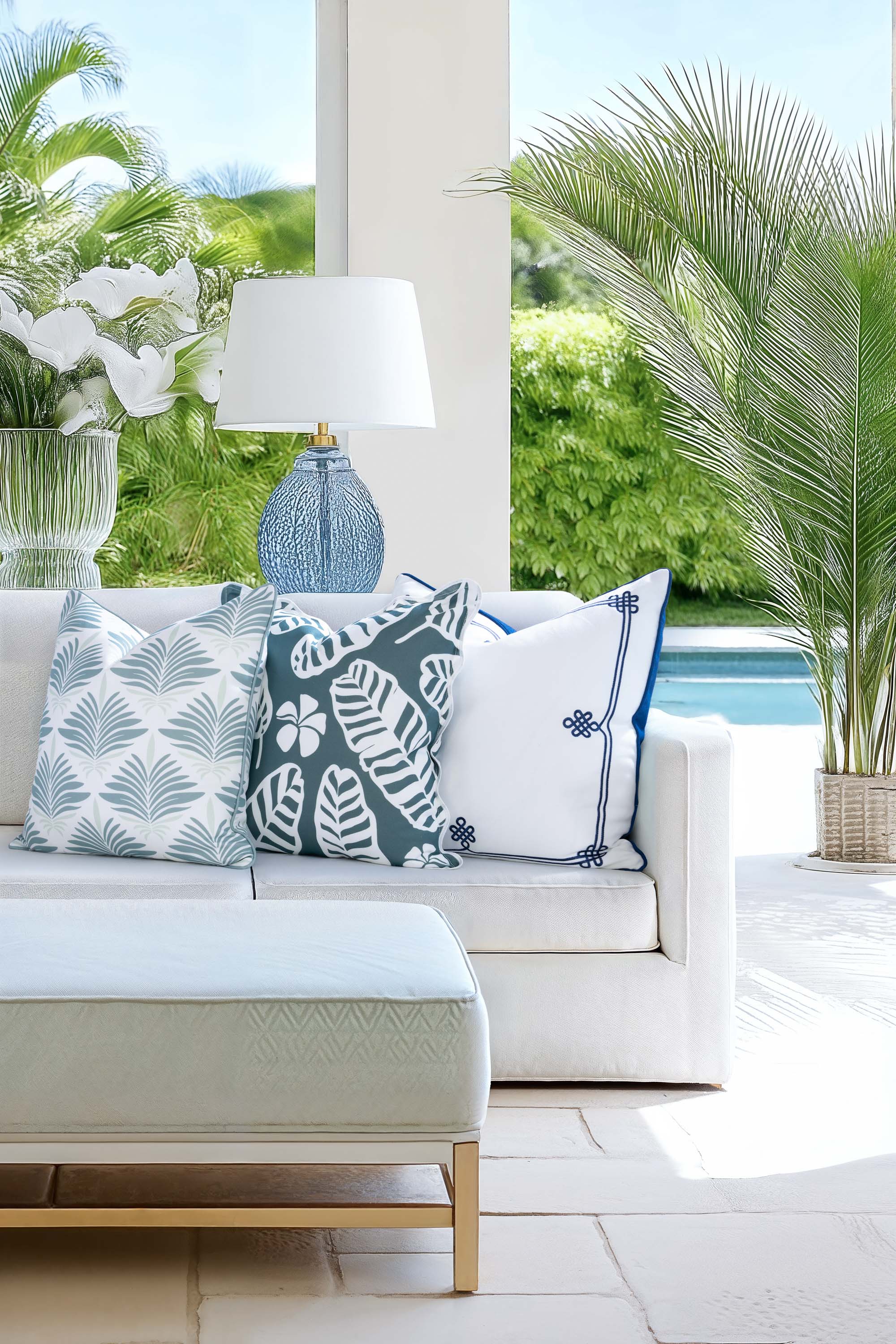 Knavia, Indoor/Outdoor Navy Blue Throw Pillow Cover, with Piping, 22"x22"