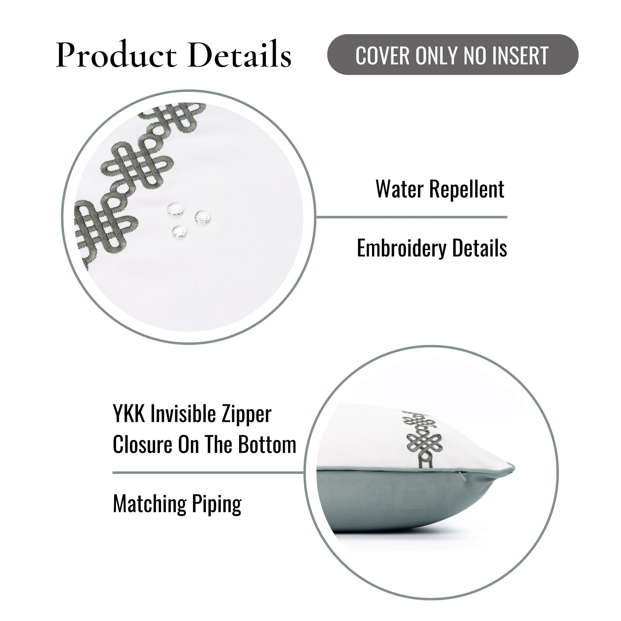 Knavia, Indoor/Outdoor Celadon Green Lumbar Pillow Cover, with Piping, 12"x20"