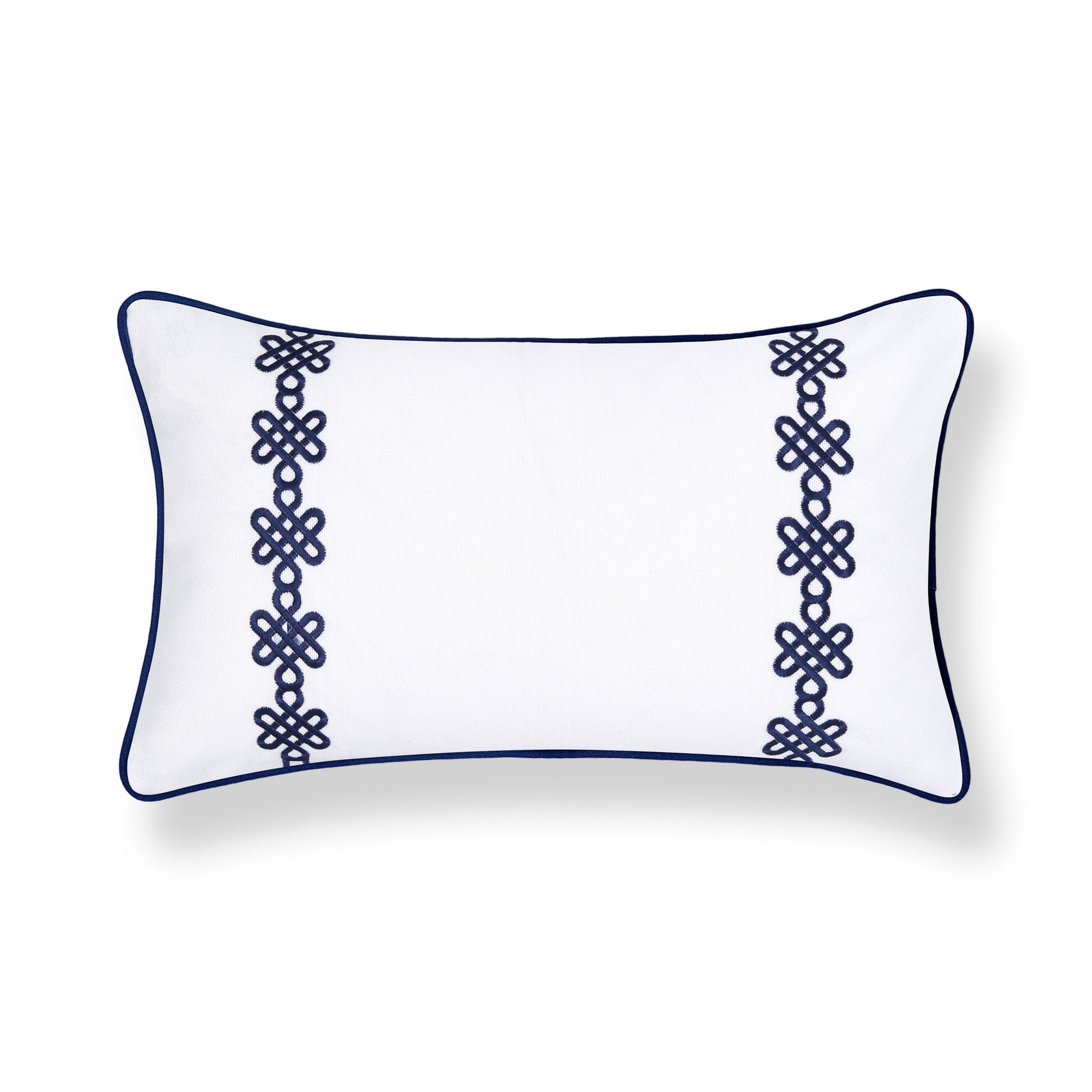 Knavia, Indoor/Outdoor Navy Blue Lumbar Pillow Cover, with Piping, 12"x20"