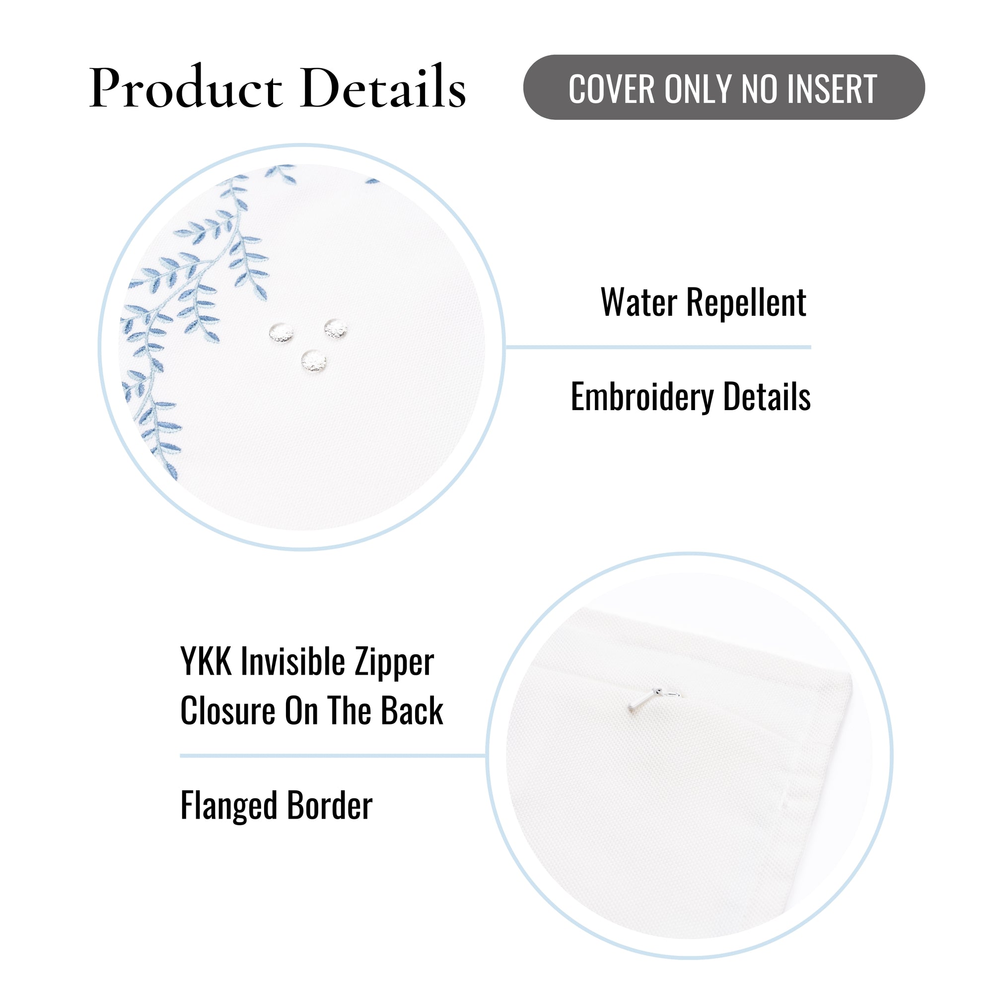 Savilea, Indoor/Outdoor Baby Blue Throw Pillow Cover, with Flanged Border, 20"x20"