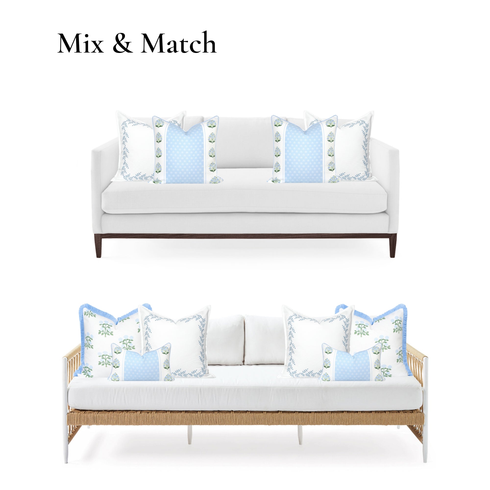 Savilea, Indoor/Outdoor Baby Blue Throw Pillow Cover, with Flanged Border, 20"x20"