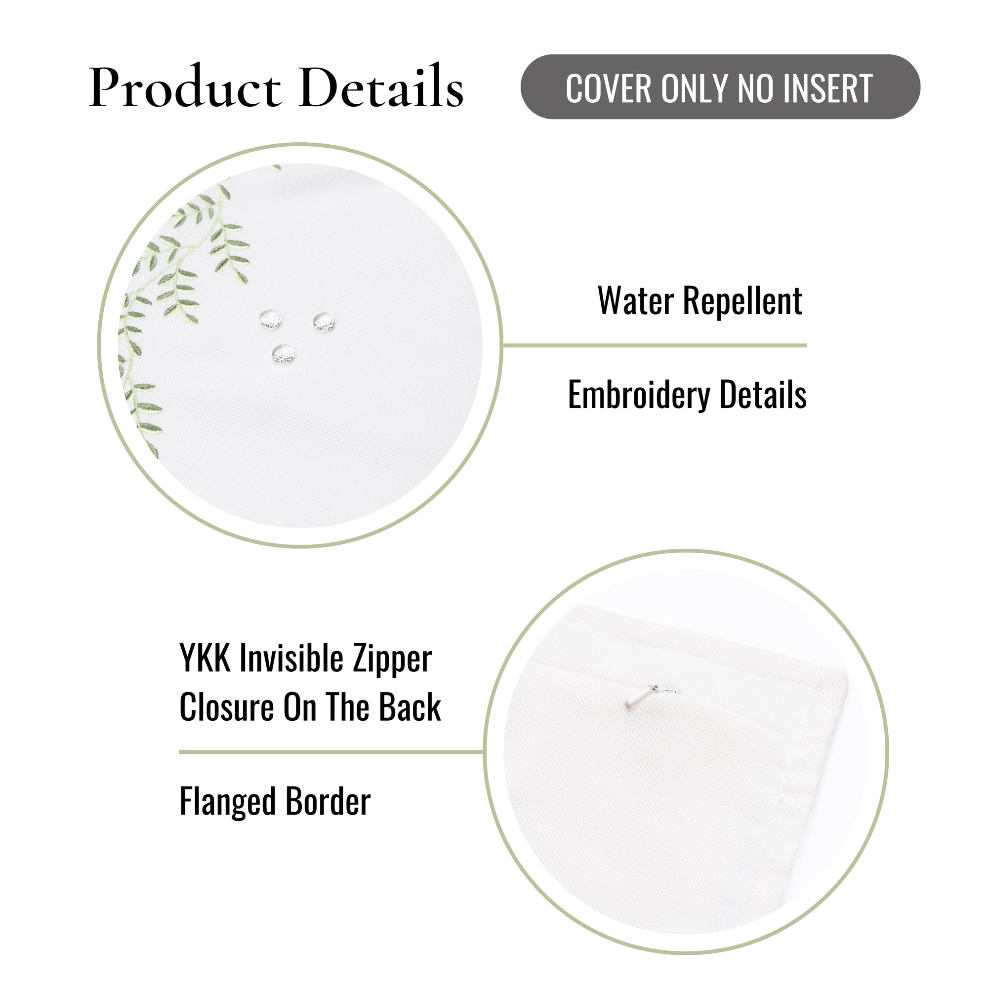 Savilea, Indoor/Outdoor Grass Green Pillow Cover, with Flanged Border, 20"x20"