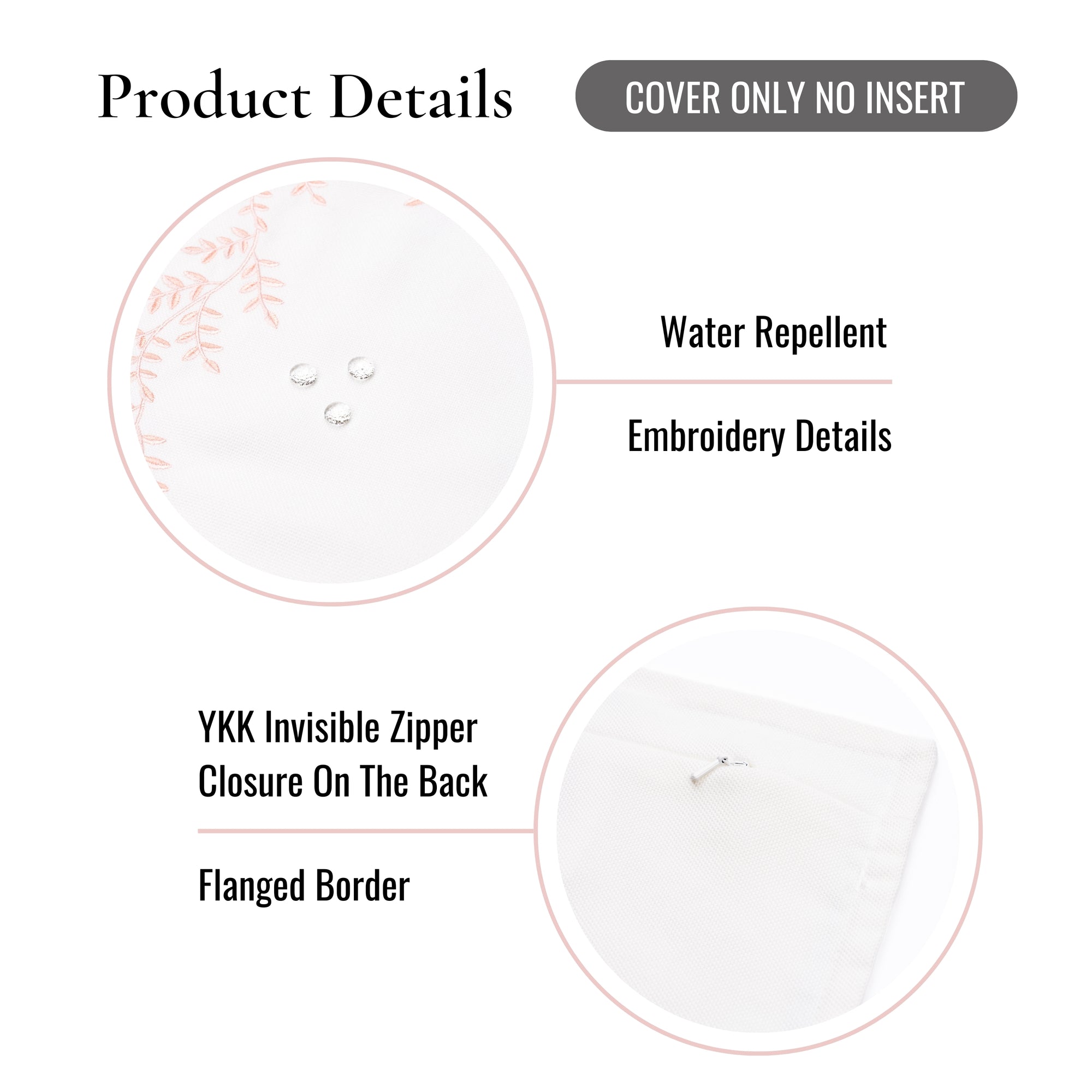 Savilea, Indoor/Outdoor Pink Decorative Pillow Cover, with Flanged Border, 20"x20"