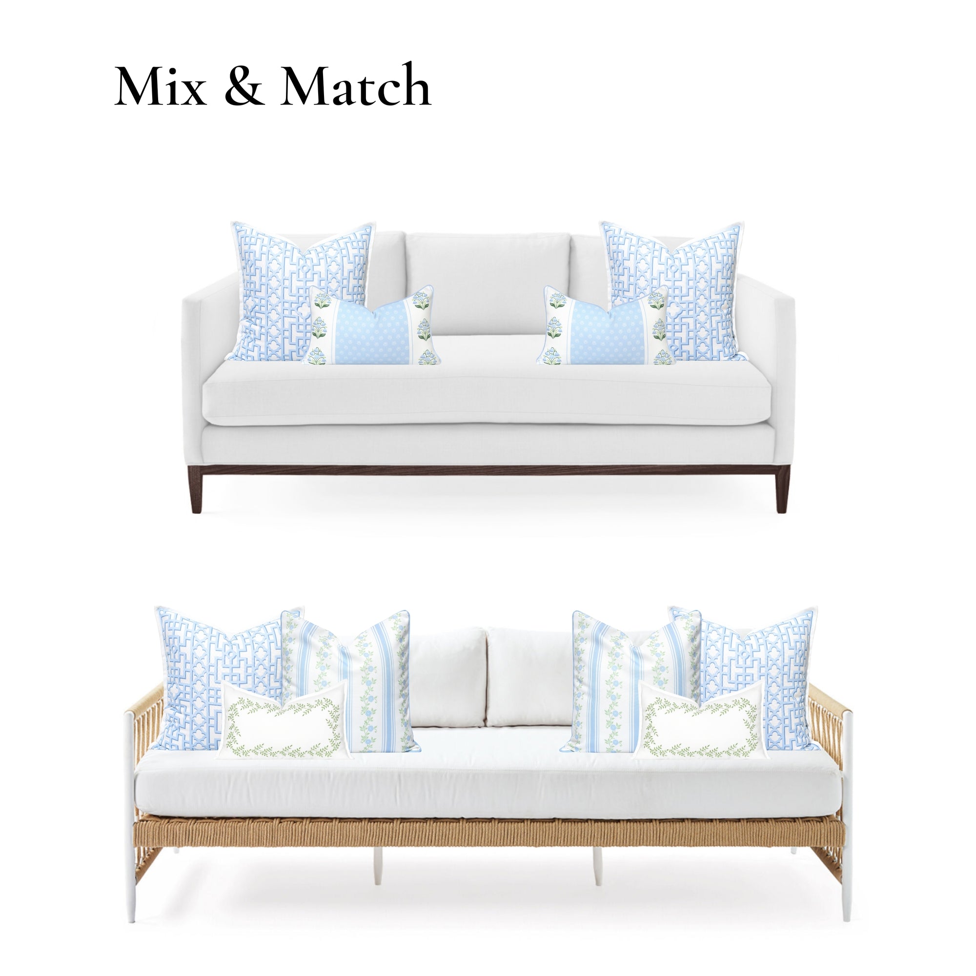 Gridelle, Indoor/Outdoor Baby Blue Throw Pillow Cover, with Flanged Border, 20"x20"