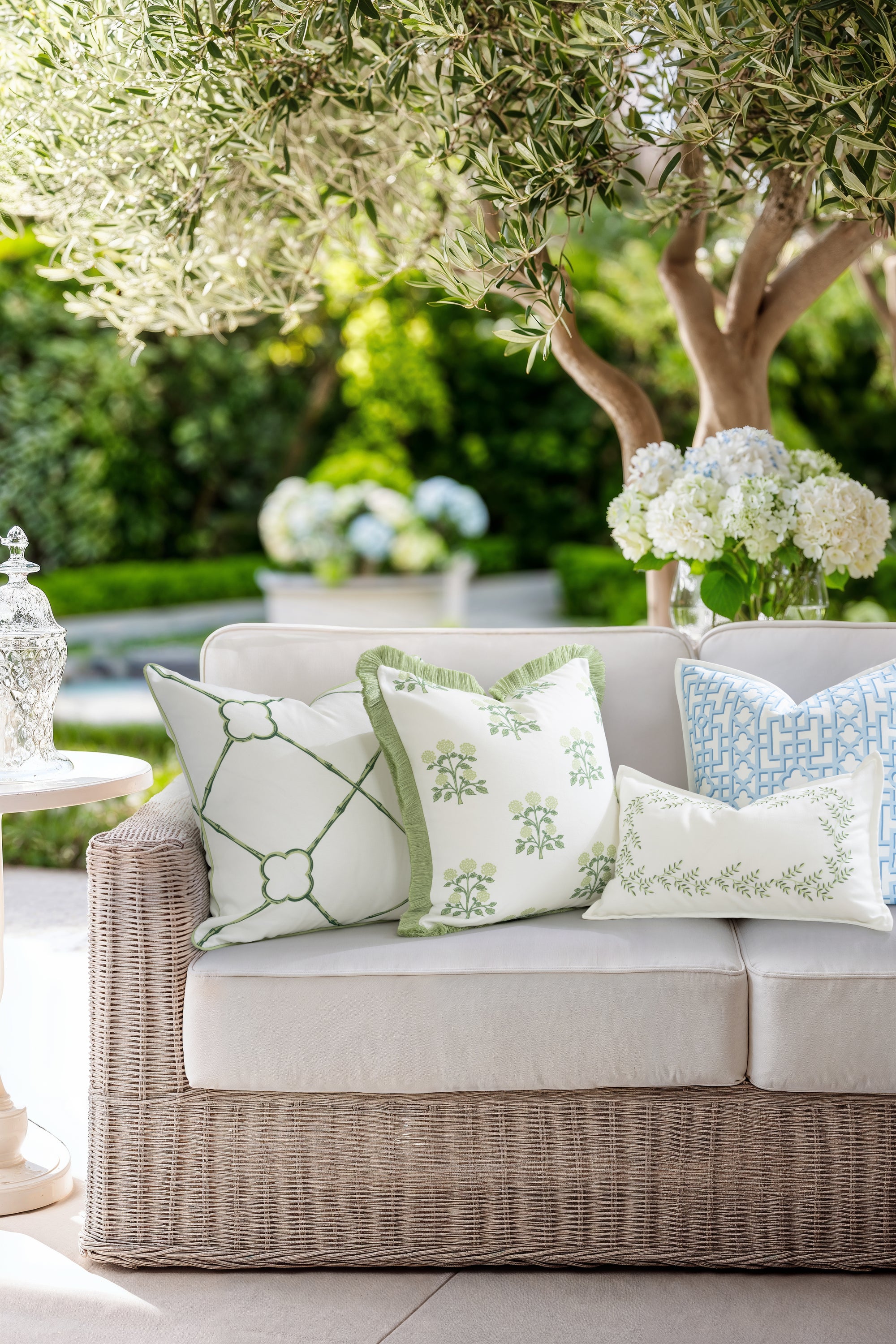 Gridelle, Indoor/Outdoor Baby Blue Throw Pillow Cover, with Flanged Border, 20"x20"
