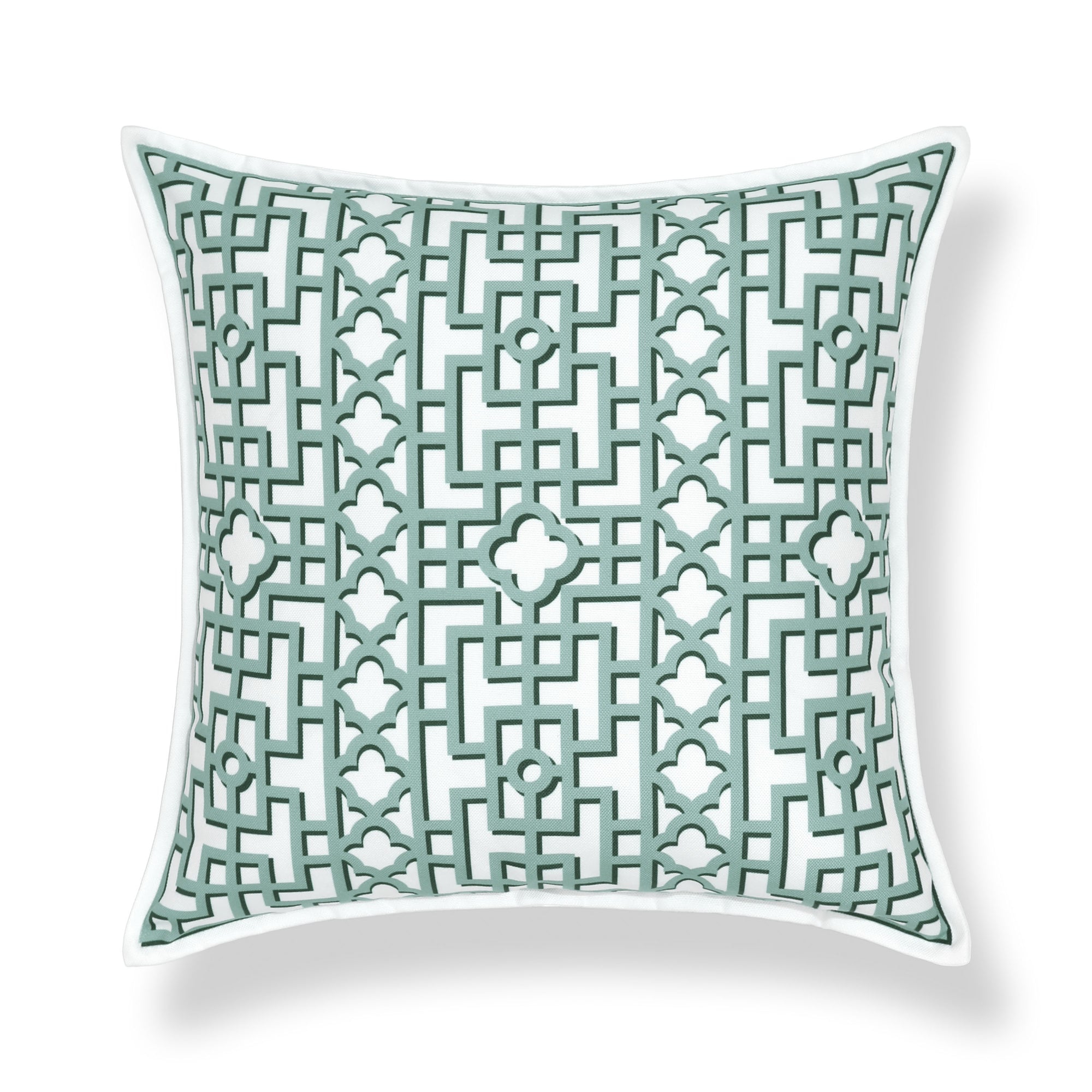 Gridelle, Indoor/Outdoor Forest Green Pillow Cover, with Flanged Border, 20"x20"