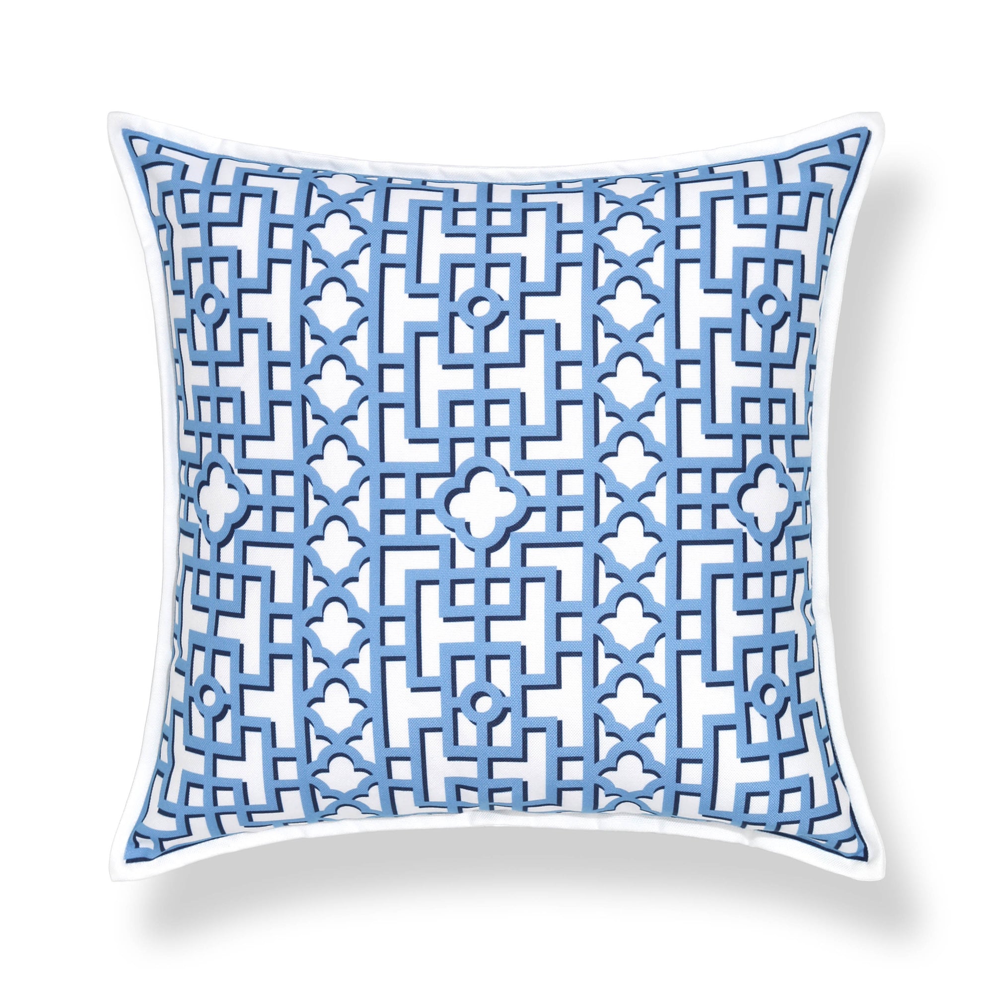 Gridelle, Indoor/Outdoor Azure Blue Throw Pillow Cover, with Flanged Border, 20"x20"