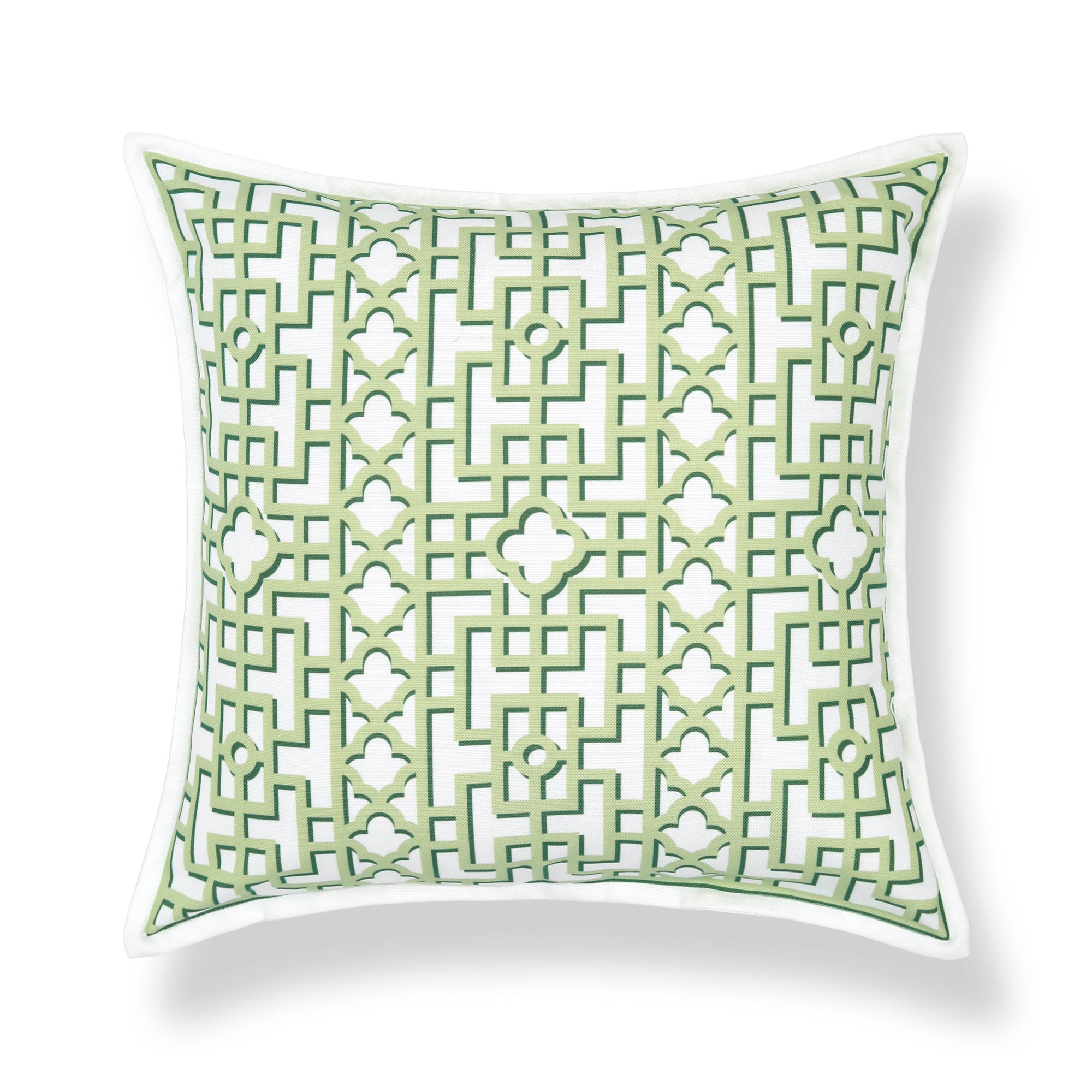 Gridelle, Indoor/Outdoor Grass Green Pillow Cover, with Flanged Border, 20"x20"