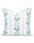Newvalis, Indoor/Outdoor Blue Grass Green Floral Throw Pillow Cover, with Scalloped Border, 20"x20"
