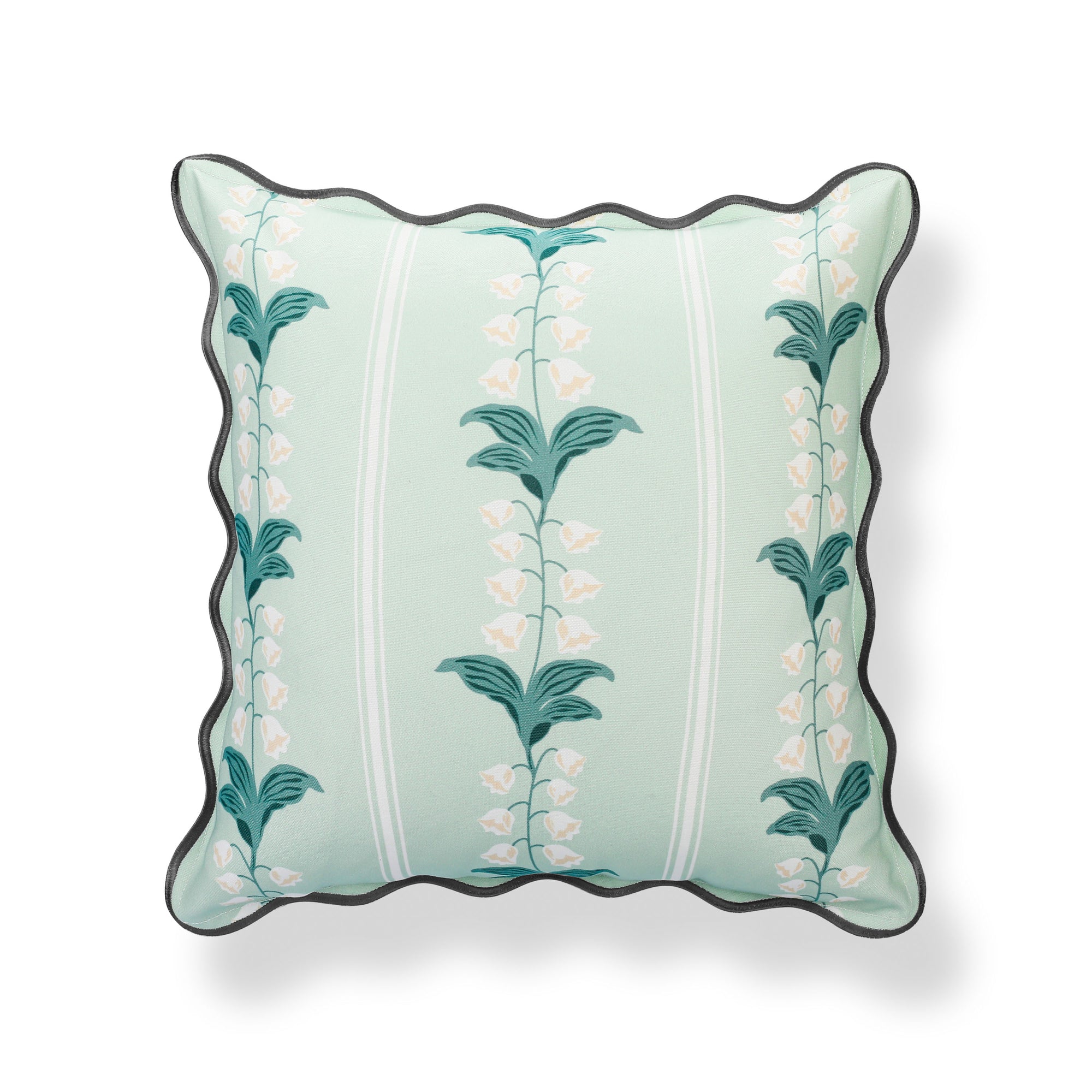 Newvalis, Indoor/Outdoor Pale Forest Green Pillow Cover, with Scalloped Border, 20"x20"