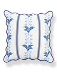 Newvalis, Indoor/Outdoor Azure Navy Blue Floral Decorative Pillow Cover, with Scalloped Border, 20"x20"