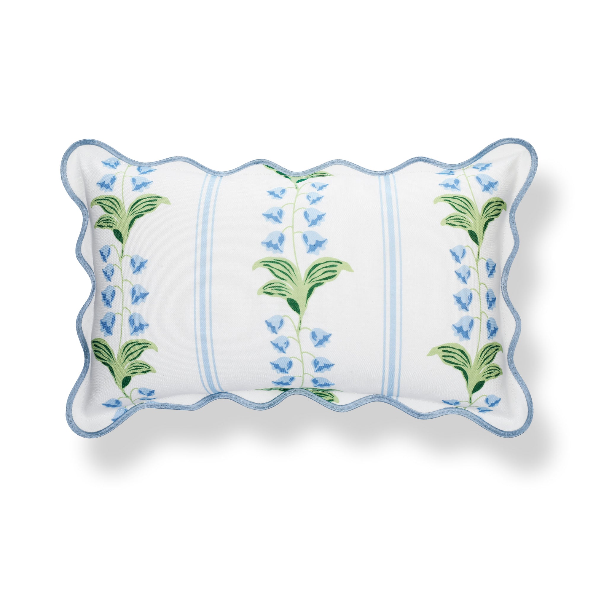 Newvalis, Indoor/Outdoor Blue Grass Green Decorative Lumbar Pillow Cover, with Scalloped Border, 12"x20"