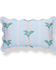 Newvalis, Indoor/Outdoor Baby Blue Pink Floral Lumbar Pillow Cover, with Scalloped Border, 12"x20"