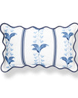 Newvalis, Indoor/Outdoor Azure Navy Blue Lumbar Pillow Cover, with Scalloped Border, 12"x20"