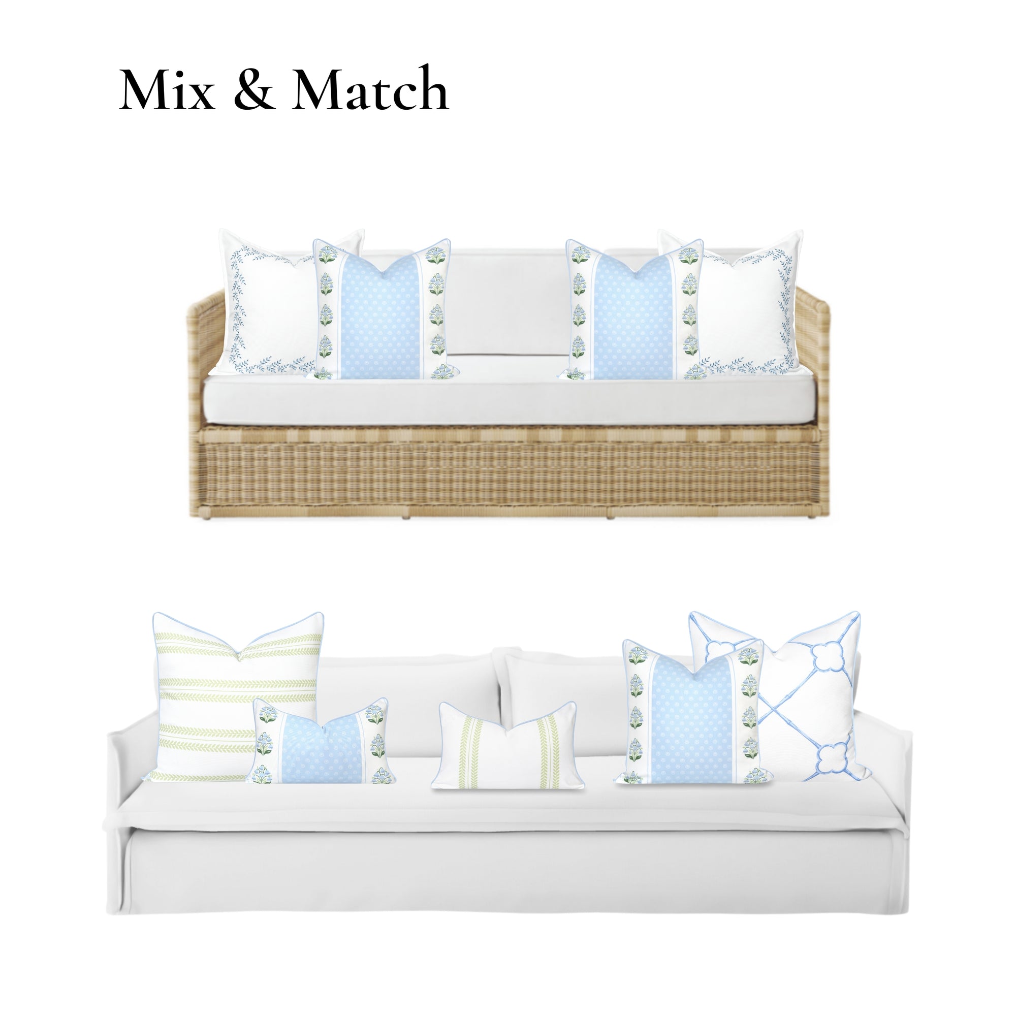 Charlivale, Indoor/Outdoor Baby Blue Throw Pillow Cover, with Piping, 20"x20"