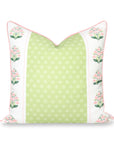 Charlivale, Indoor/Outdoor Grass Green Pink Block Print Pillow Cover, with Piping, 20"x20"