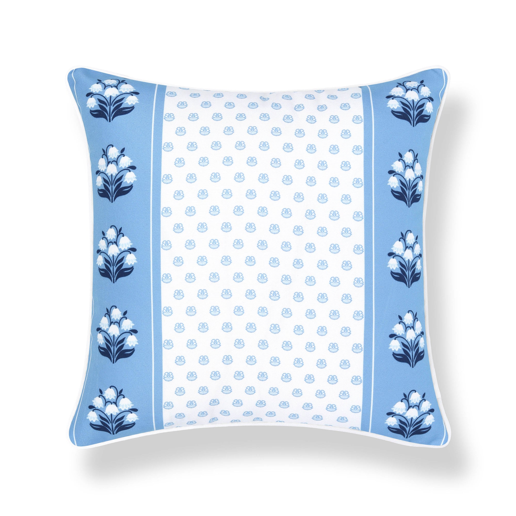 Charlivale, Indoor/Outdoor Navy Azure Blue Throw Pillow Cover, with Piping, 20"x20"