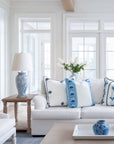 Charlivale, Indoor/Outdoor Navy Azure Blue Throw Pillow Cover, with Piping, 20"x20"