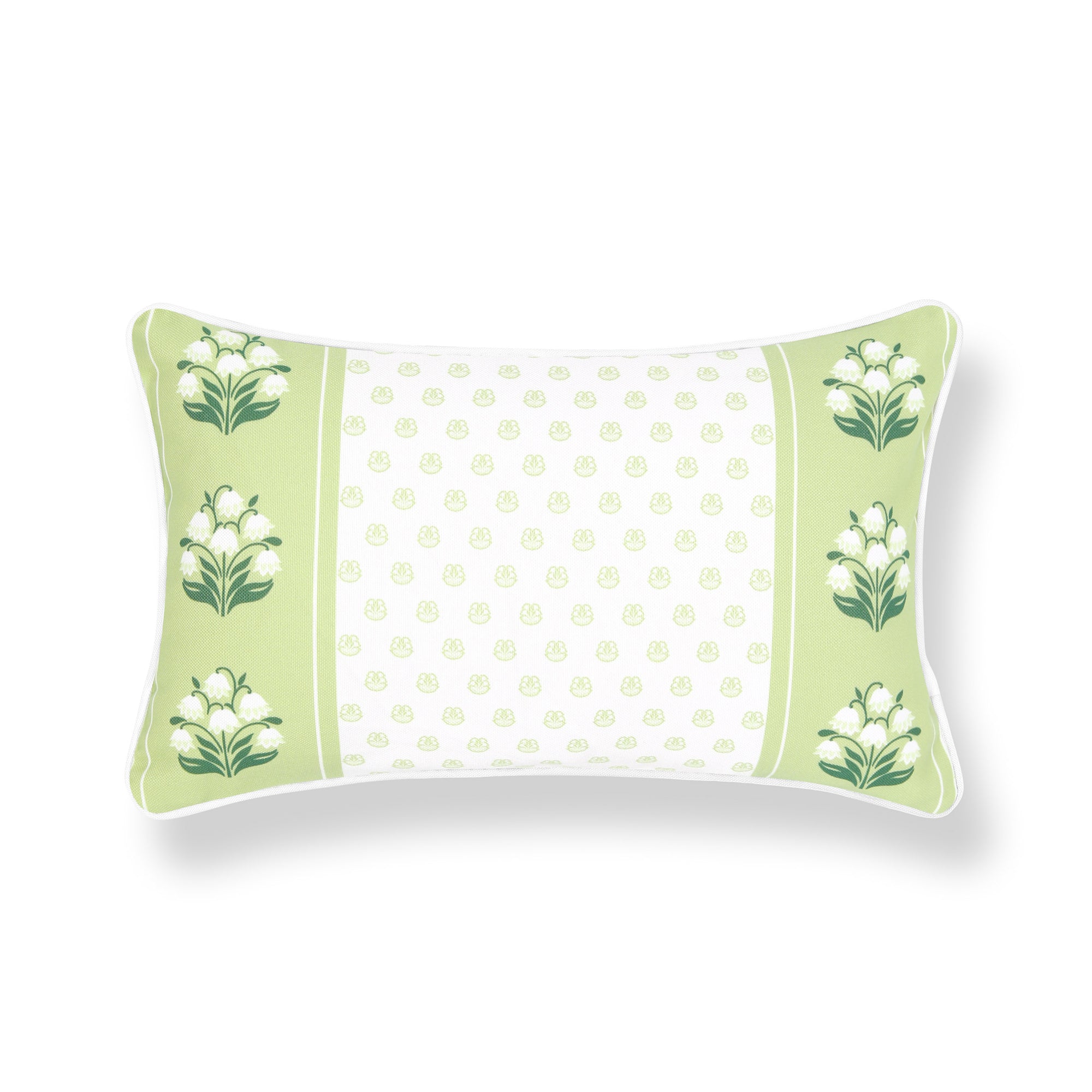 Charlivale, Indoor/Outdoor Grass Green Lumbar Pillow Cover, with Piping, 12"x20"