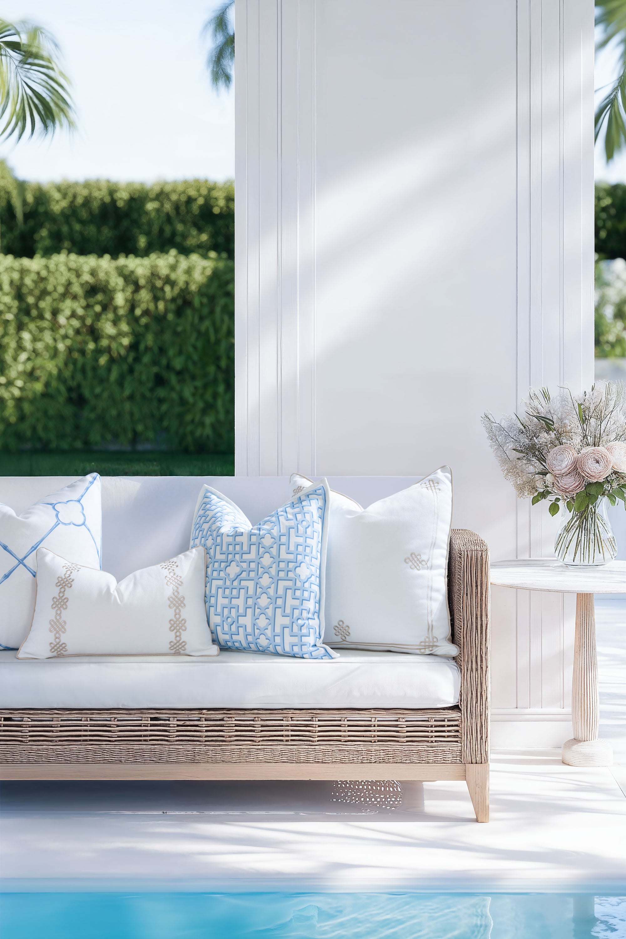Bambury, Indoor/Outdoor Azure Baby Blue Throw Pillow Cover, with Piping, 22"x22"