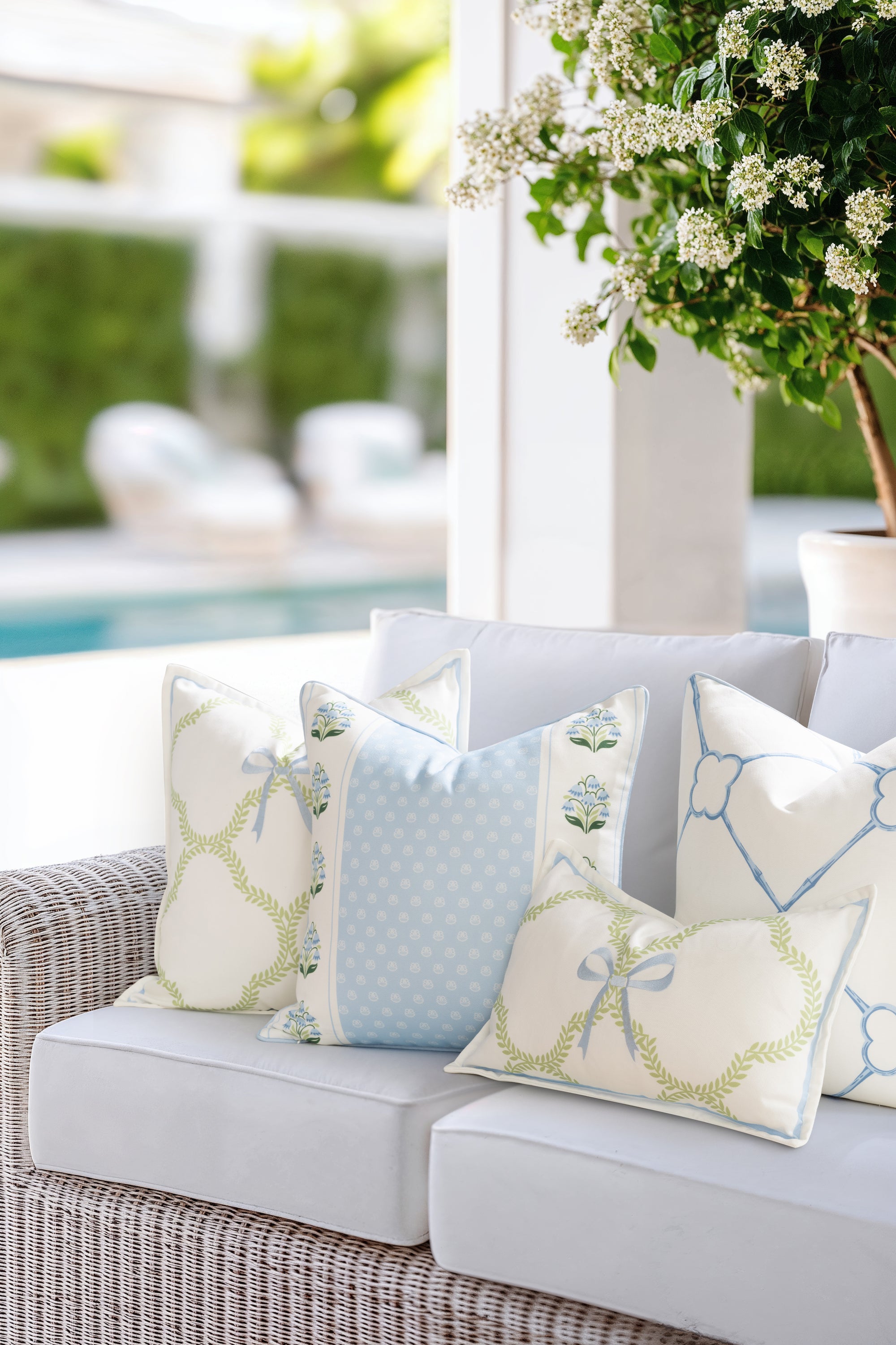 Bambury, Indoor/Outdoor Azure Baby Blue Throw Pillow Cover, with Piping, 22"x22"