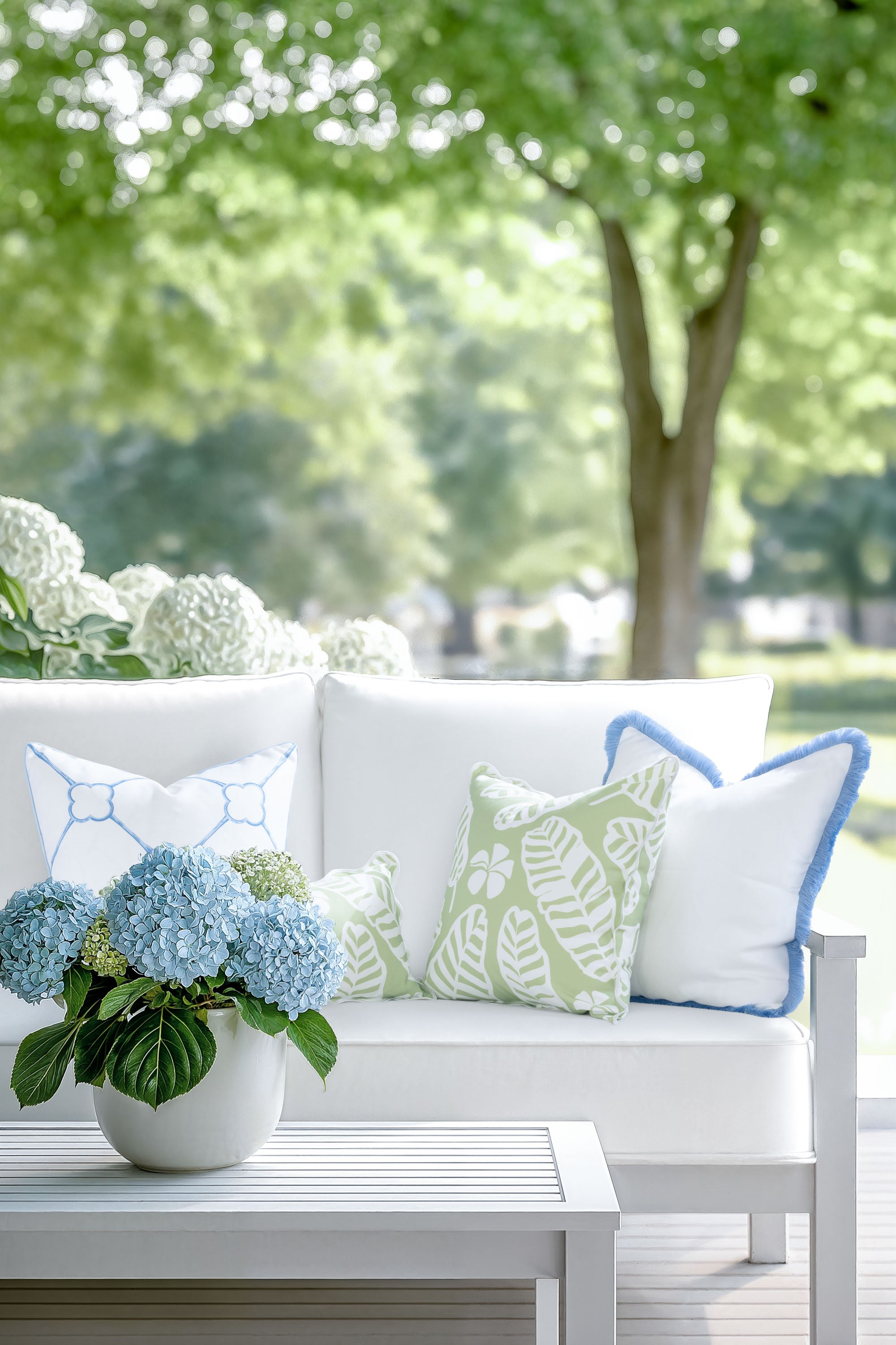 Bambury, Indoor/Outdoor Azure Baby Blue Throw Pillow Cover, with Piping, 22"x22"