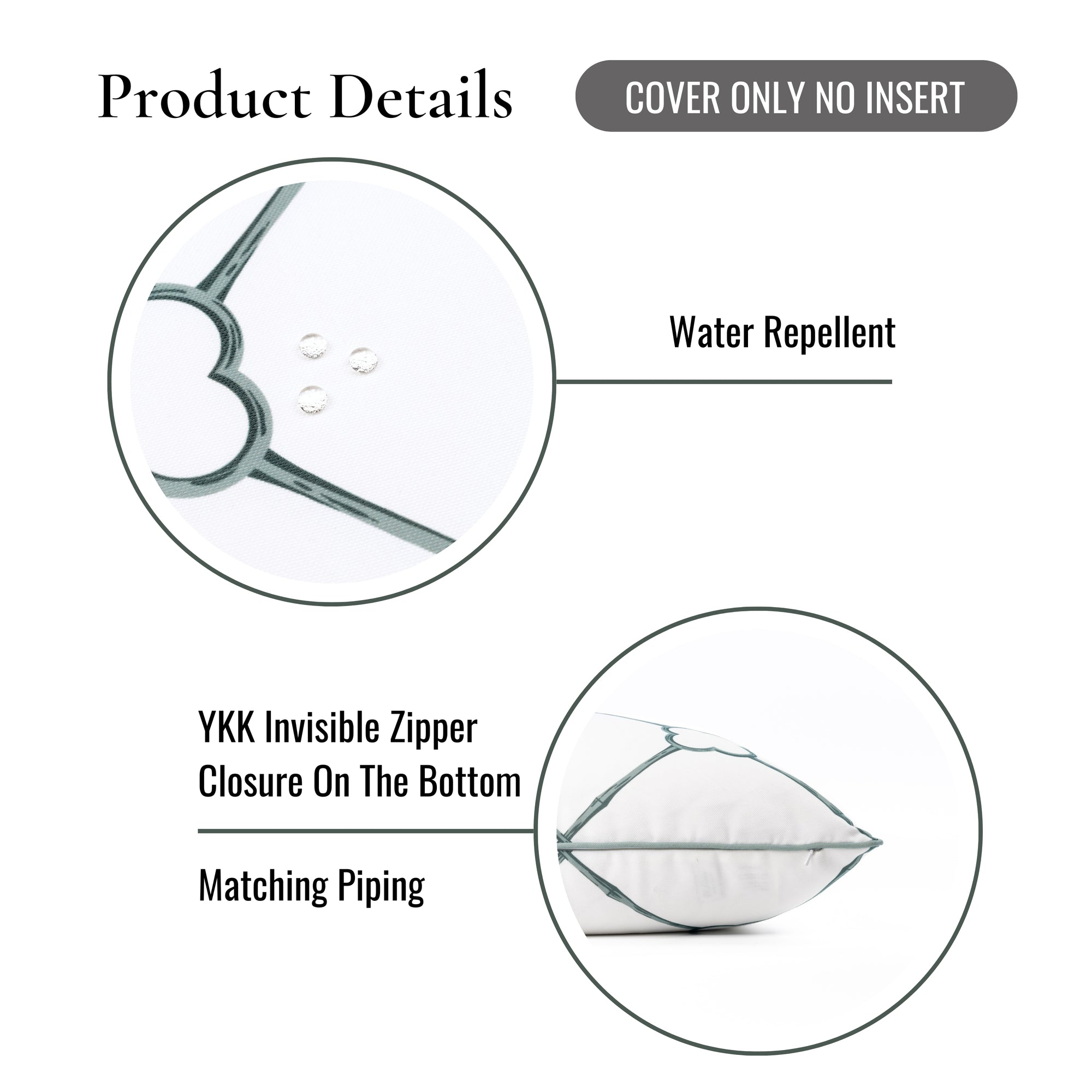 Bambury, Indoor/Outdoor Forest Celadon Green Pillow Cover, with Piping, 22"x22"