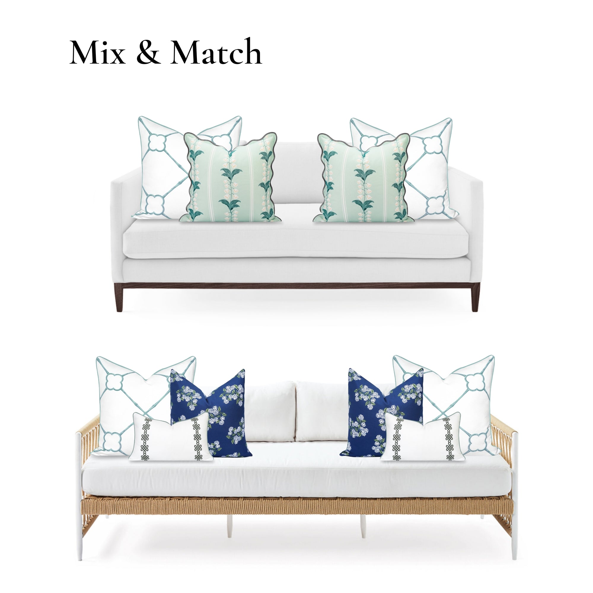 Bambury, Indoor/Outdoor Forest Celadon Green Pillow Cover, with Piping, 22"x22"