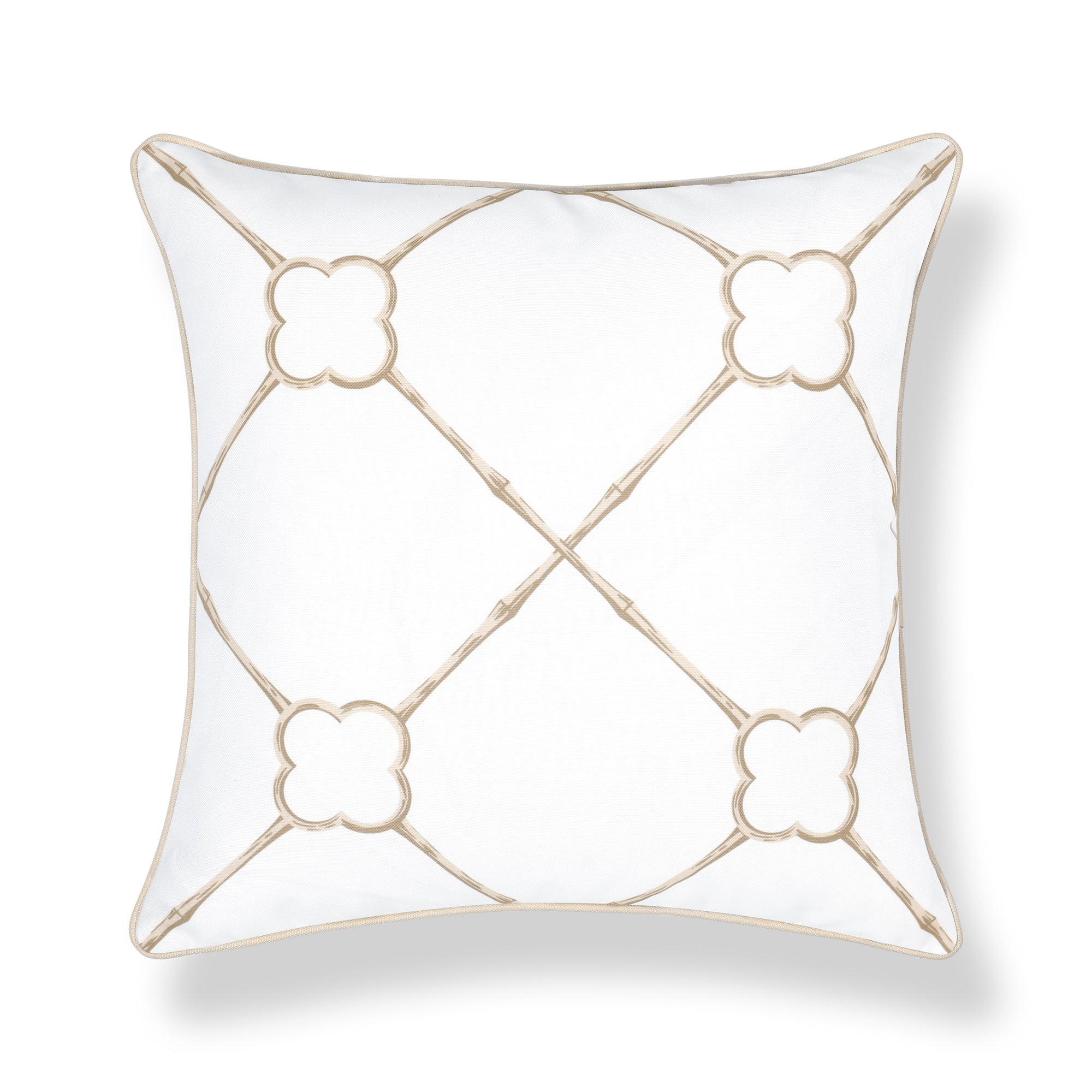 Bambury, Indoor/Outdoor Neutral Tan Decorative Pillow Cover, with Piping, 22"x22"