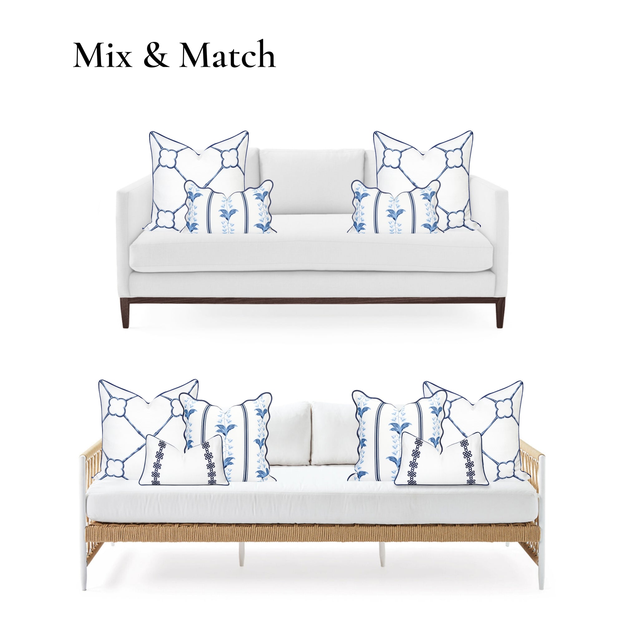 Bambury, Indoor/Outdoor Navy Azure Blue Throw Pillow Cover, with Piping, 22"x22"