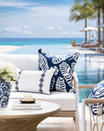 Corolla Palm Leaves, Indoor/Outdoor Fabric By The Yard 57", Navy Blue