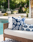 Corolla, Indoor/Outdoor Navy Blue Throw Pillow Cover, with Scalloped Border, 20"x20"