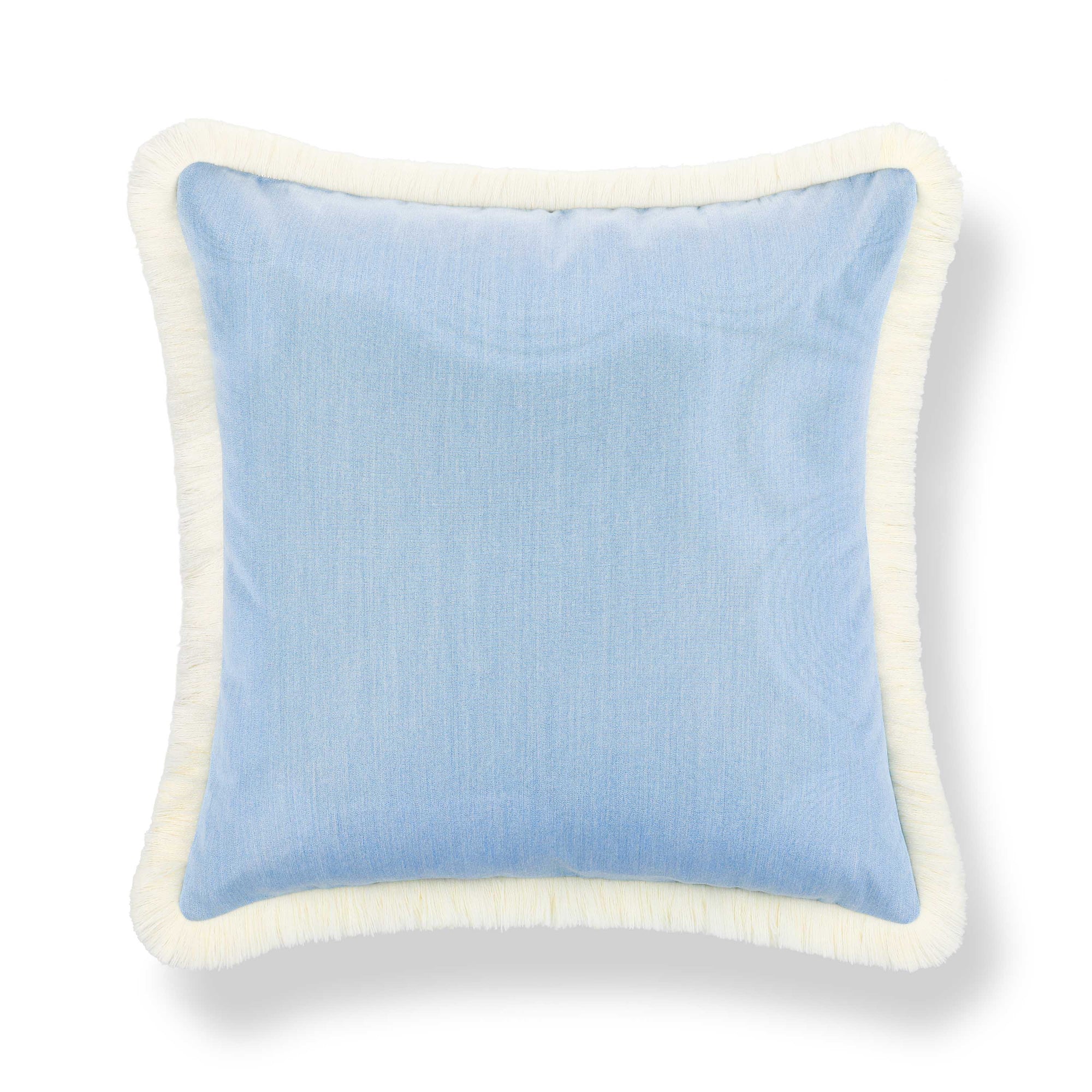 Coastbay, Outdoor Performance Azure Blue Throw Pillow Cover, with Fringe, 22"x22"