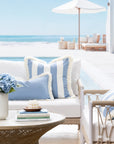 Coastbay, Outdoor Performance Azure Blue Lumbar Pillow Cover, with Fringe, 12"x20"