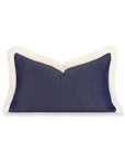 Coastbay, Outdoor Performance Indigo Blue Lumbar Pillow Cover, with Fringe, 12"x20"