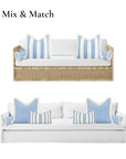 Coastbay, Outdoor Performance Azure Blue Bolster Pillow Cover, with Fringe, 6"x20"