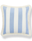 Beach Stripes, Outdoor Performance Azure Blue Waterproof Pillow Cover, with Fringe, 20"x20"