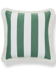Beach Stripes, Outdoor Performance Green Throw Pillow Cover, with Fringe, 20"x20"